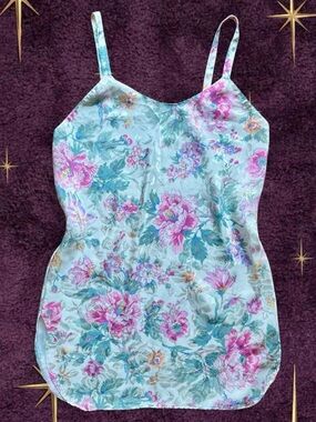 Vintage Floral Satin Slip Dress